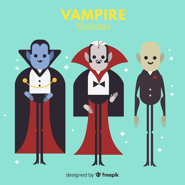 Free Vector halloween vampire character collection with flat design