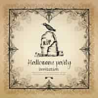 Free vector halloween vintage invitation with frame