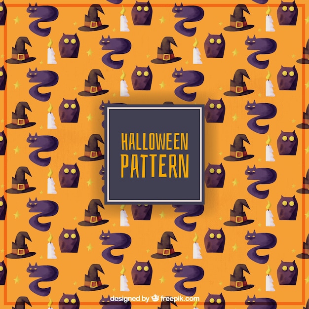 Free vector halloween watercolor pattern of witch