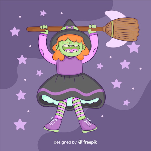 Free Vector halloween witch background