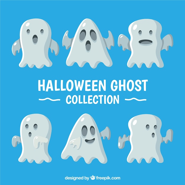 Free Vector hallowen ghosts with flat design