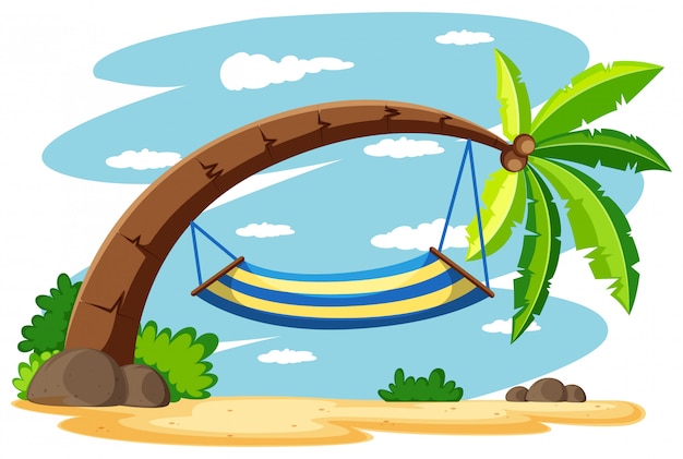 Free Vector hammock on the coconut tree