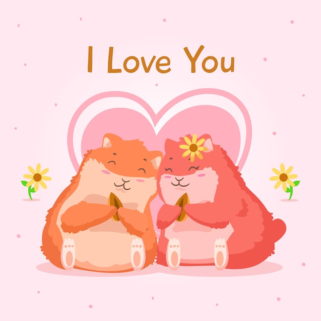 Hamsters couple valentine background