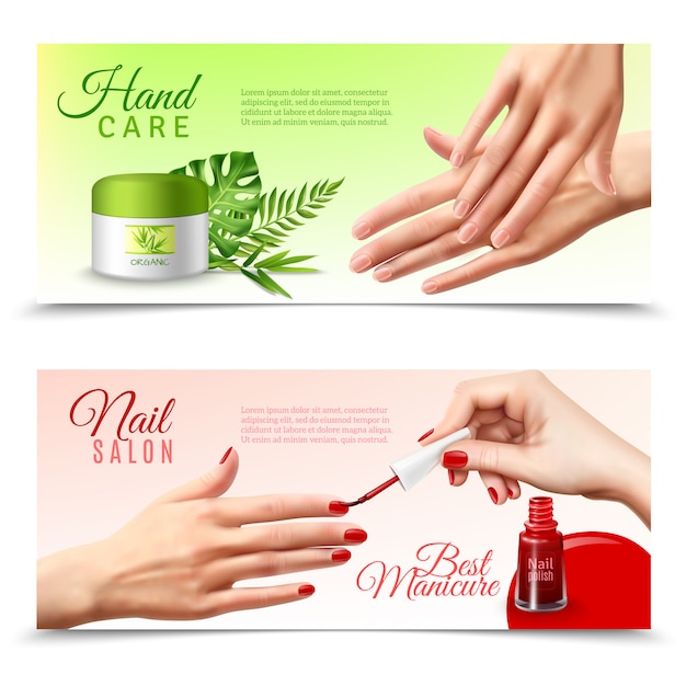 Free Vector hand care cosmetics realistic banners