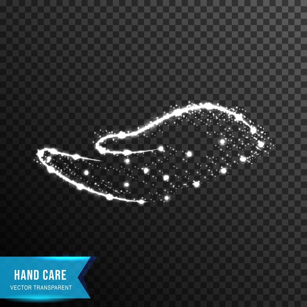 Hand care from connecting dot and line light effect vector illustration isolated on transparent background