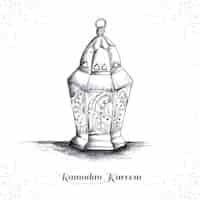 Free vector hand draw arabic lamps sketch card design