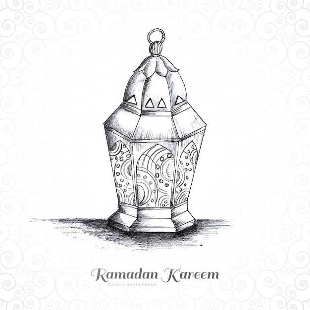 Hand draw arabic lamps sketch card design