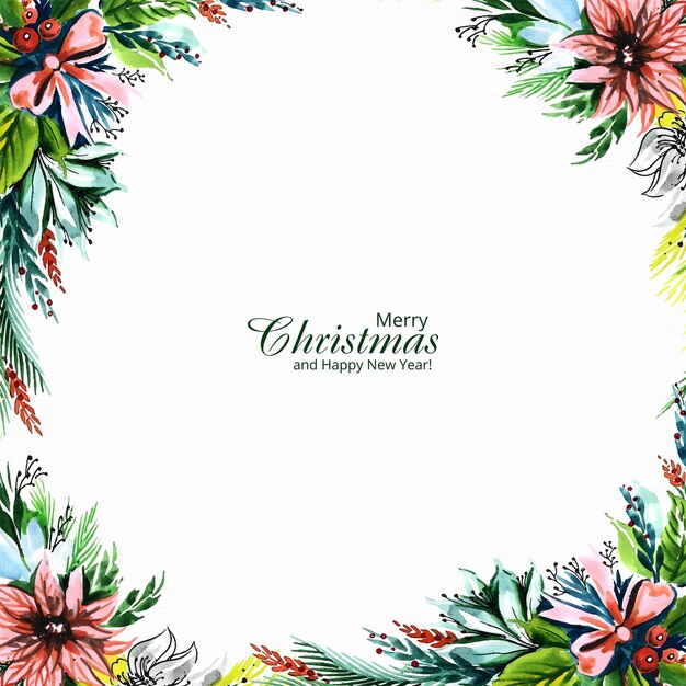 Hand draw artistic christmas decorative wreath celebration background