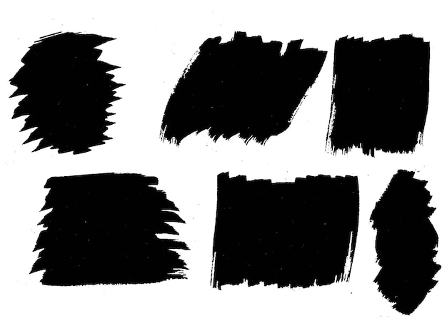 Hand draw black brush stroke set watercolor design