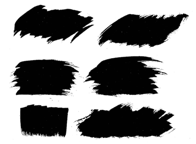 Hand draw black brush stroke set watercolor design