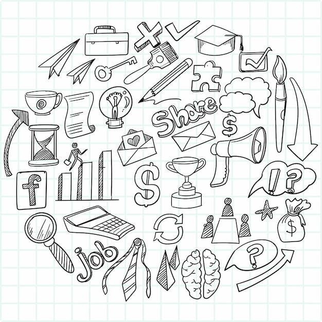 Hand draw business idea doodles sketch design