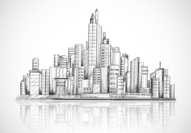 Hand draw city skyline sketch