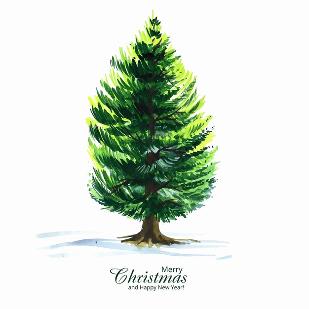 Hand draw decorative christmas tree card background