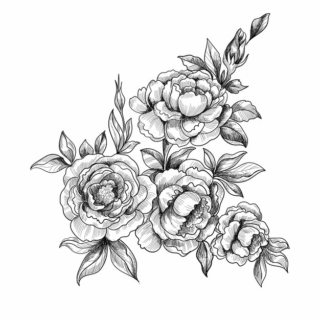 Hand draw decorative floral sketch design