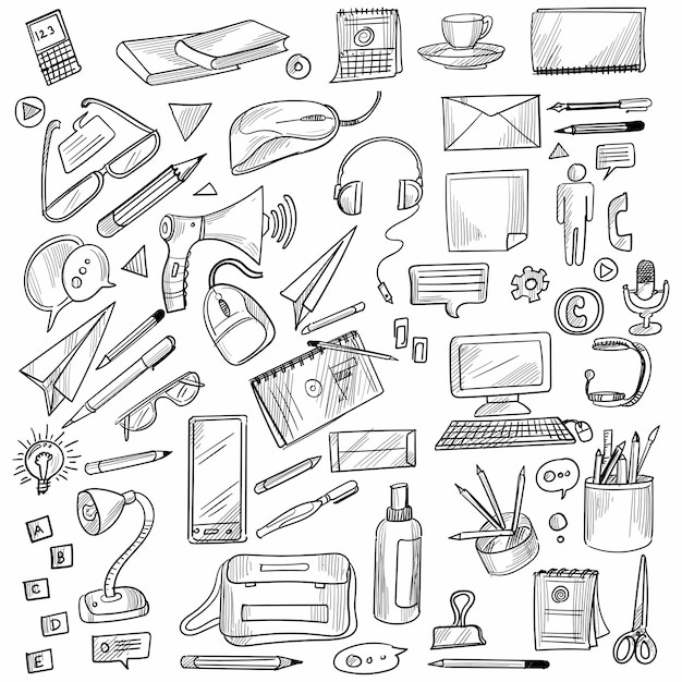 Free vector hand draw doodle decorative set design