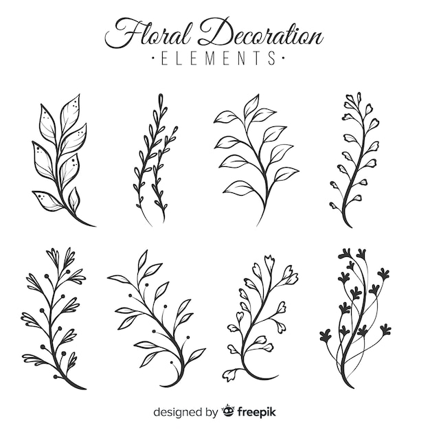 Free Vector hand draw floral decoration elements