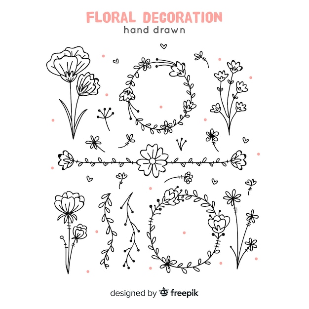 Free Vector hand draw floral decoration elements