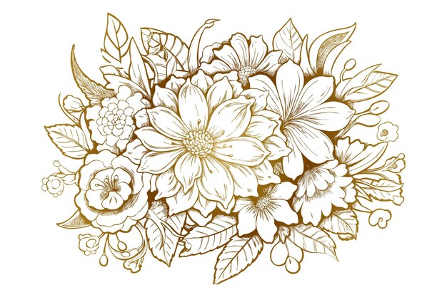 hand draw floral flower outline illustration design