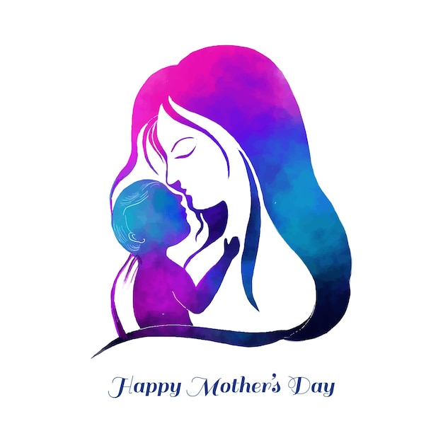 Free Vector hand draw happy mothers day mom and child love card background