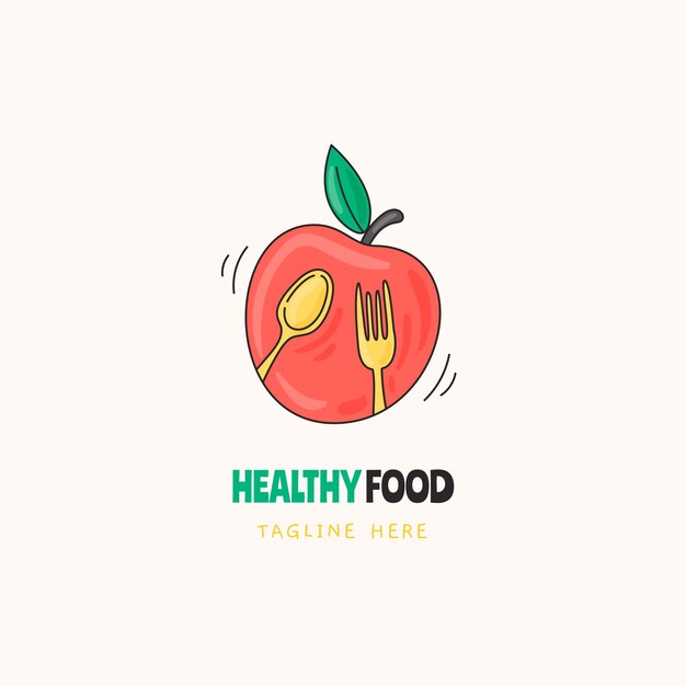 Hand draw  healthy food logo design