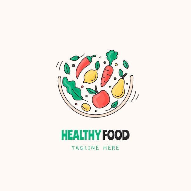 Hand draw  healthy food logo design