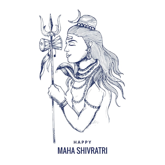 Free vector hand draw hindu maha shivratri religious hindu festival card background