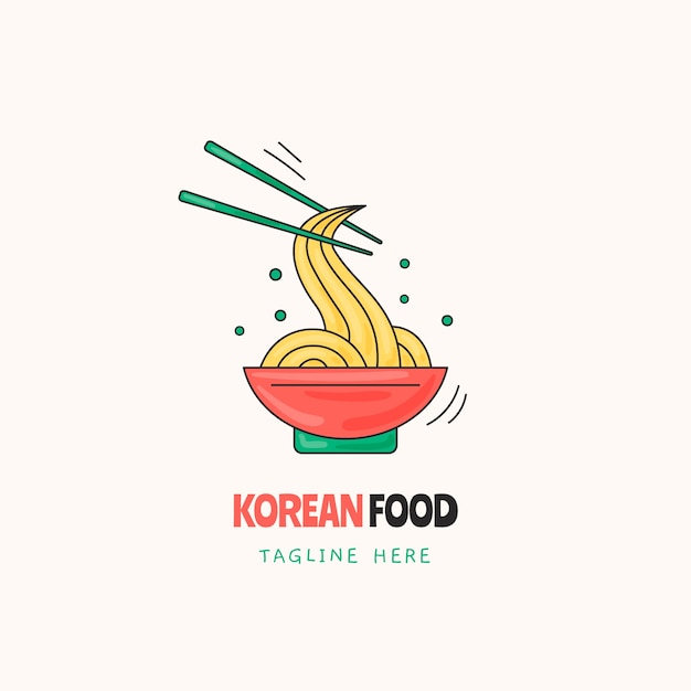 Hand draw korean food logo design