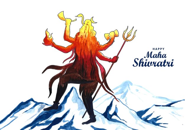 Hand draw lord shiva holiday maha shivratri card background