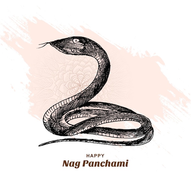 Hand draw nag panchami sketch card design