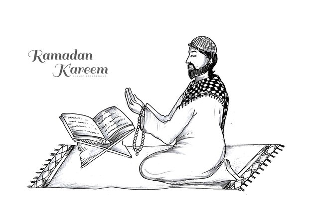 Hand draw ramadan kareem or ramazan mubarak sketch design