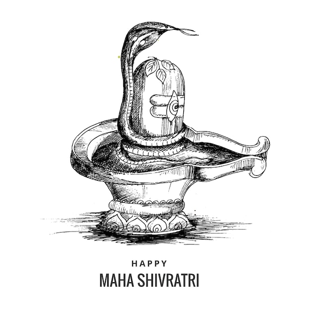 Free vector hand draw shiv ling sketch maha shivratri festival card background