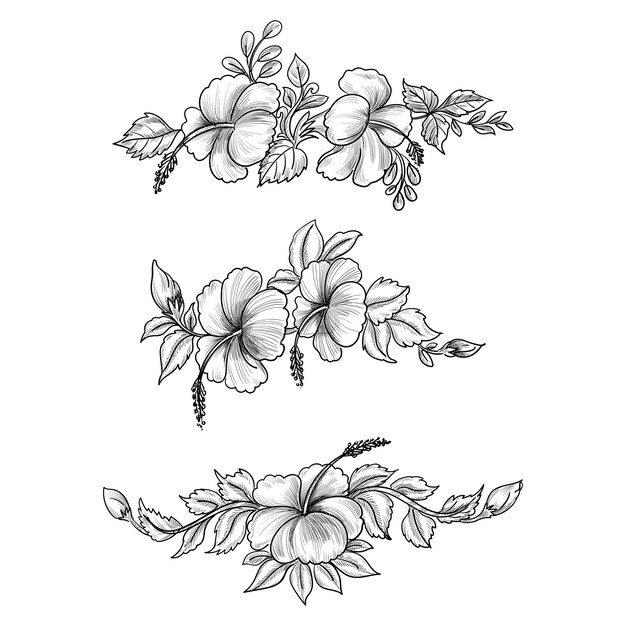 Hand draw sketch floral set design