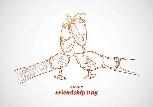 Hand draw sketch friendship day card background