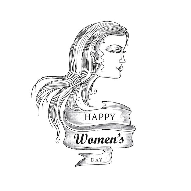 Hand draw sketch international womens day holiday card background