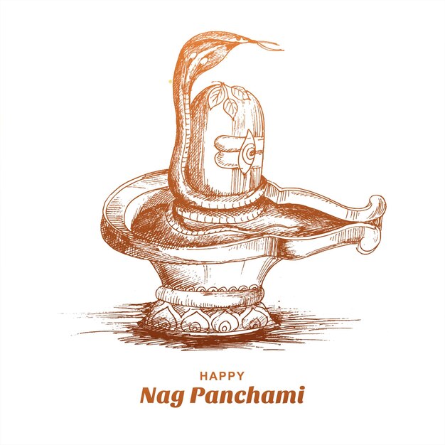 Hand draw sketch naag panchami indian festival card design