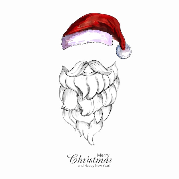 Hand draw sketch santa claus christmas mask design