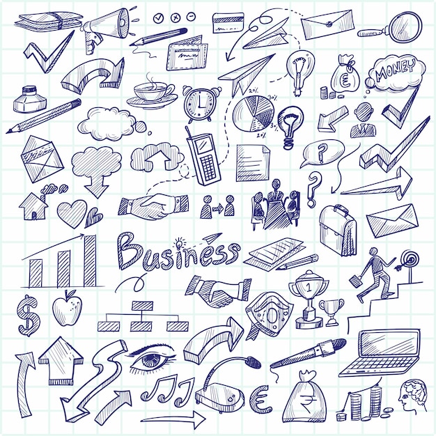 Hand draw technology sketch doodle set design