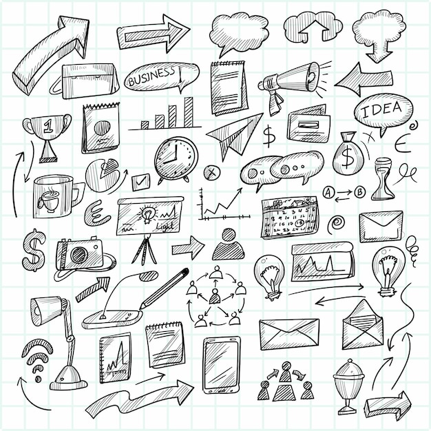 Free vector hand draw technology sketch doodle set design