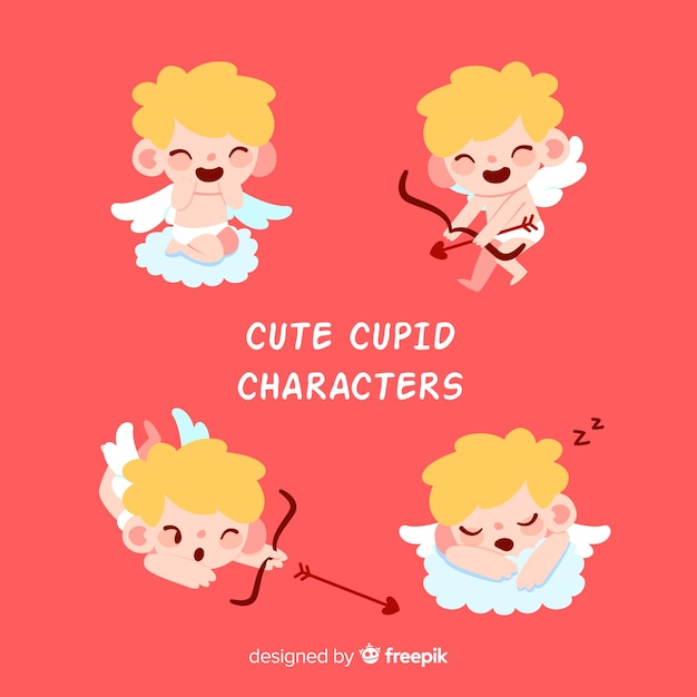 Free Vector hand draw valentine's day angel collection