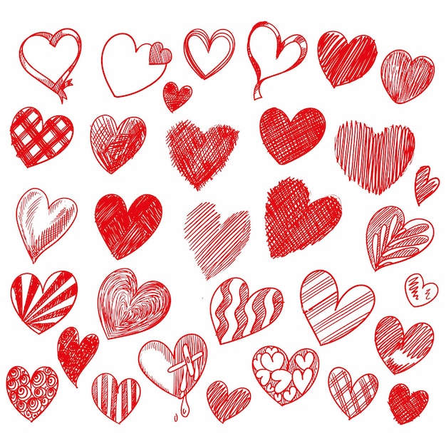 Hand draw valentines day hearts collection sketch design