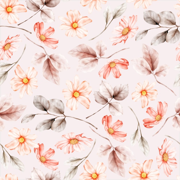 Free vector hand drawing elegant watercolor floral seamless pattern