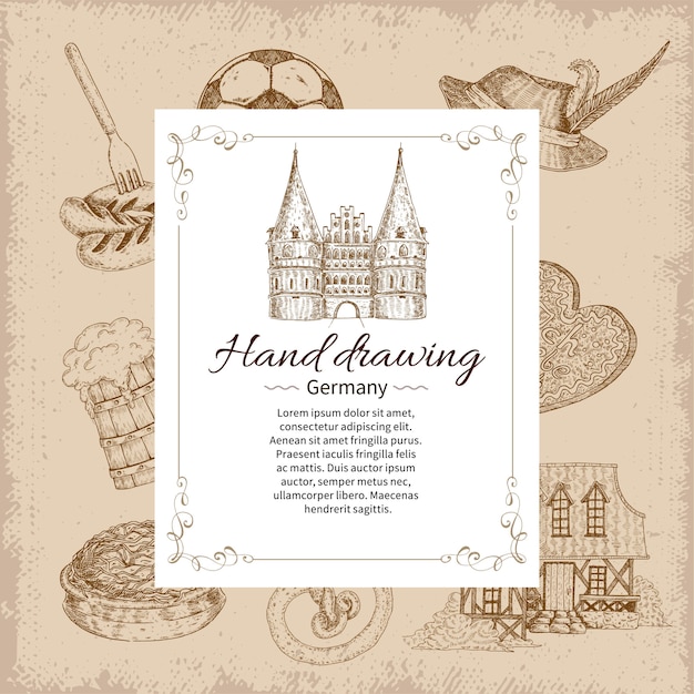 Free Vector hand drawing germany card template