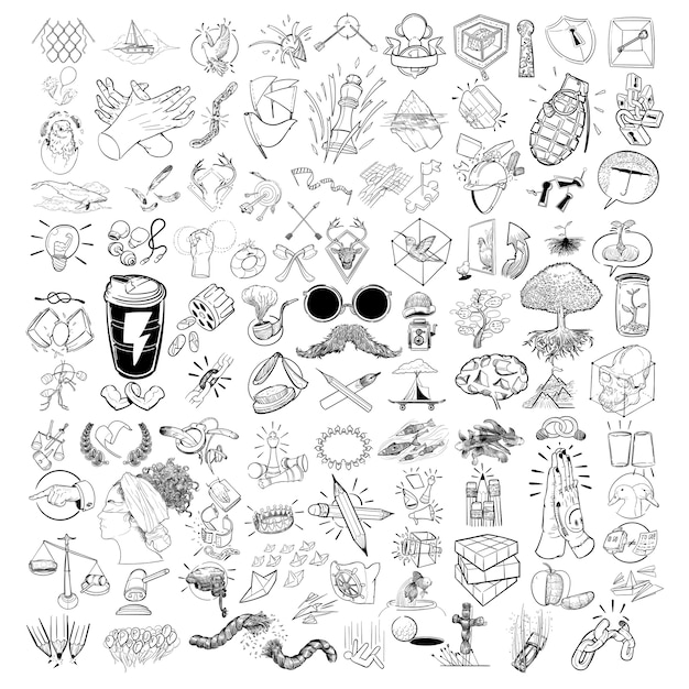 Free Vector hand drawing illustration mixed set of lifestyle