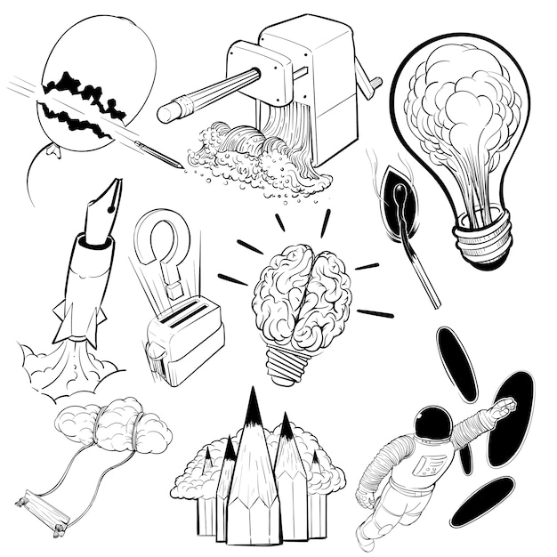 Free vector hand drawing illustration set of creative ideas concept