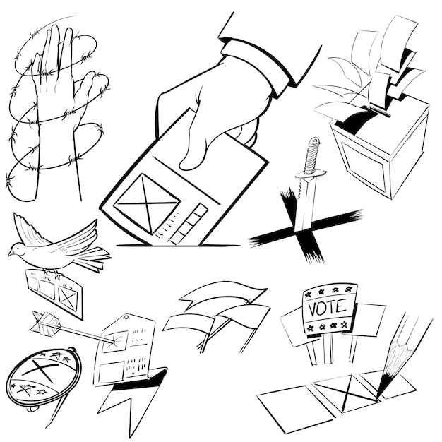 Hand drawing illustration set of election