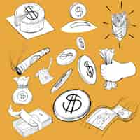 Free vector hand drawing illustration set of finance