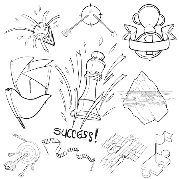 Hand drawing illustration set of successful