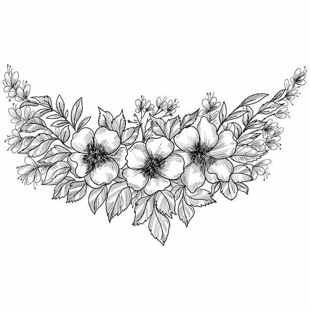 Hand drawing and sketch decorative floral 