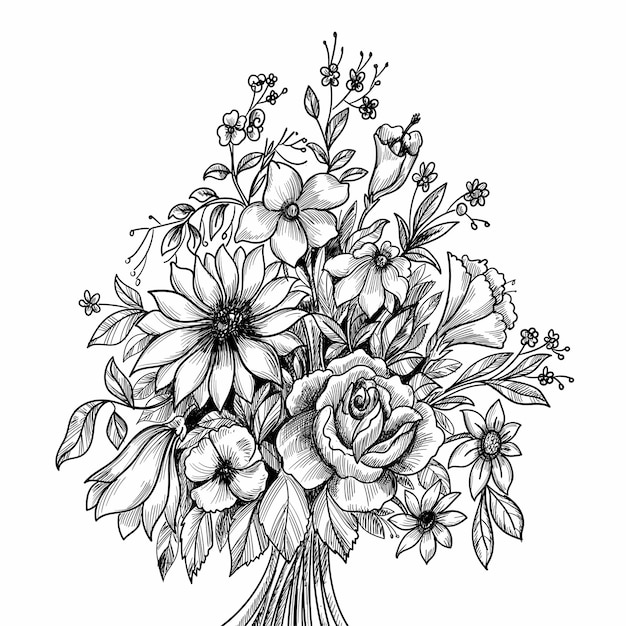 Hand drawing and sketch decorative floral 