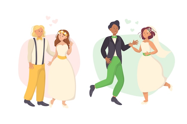 Free vector hand-drawing wedding couple collection concept